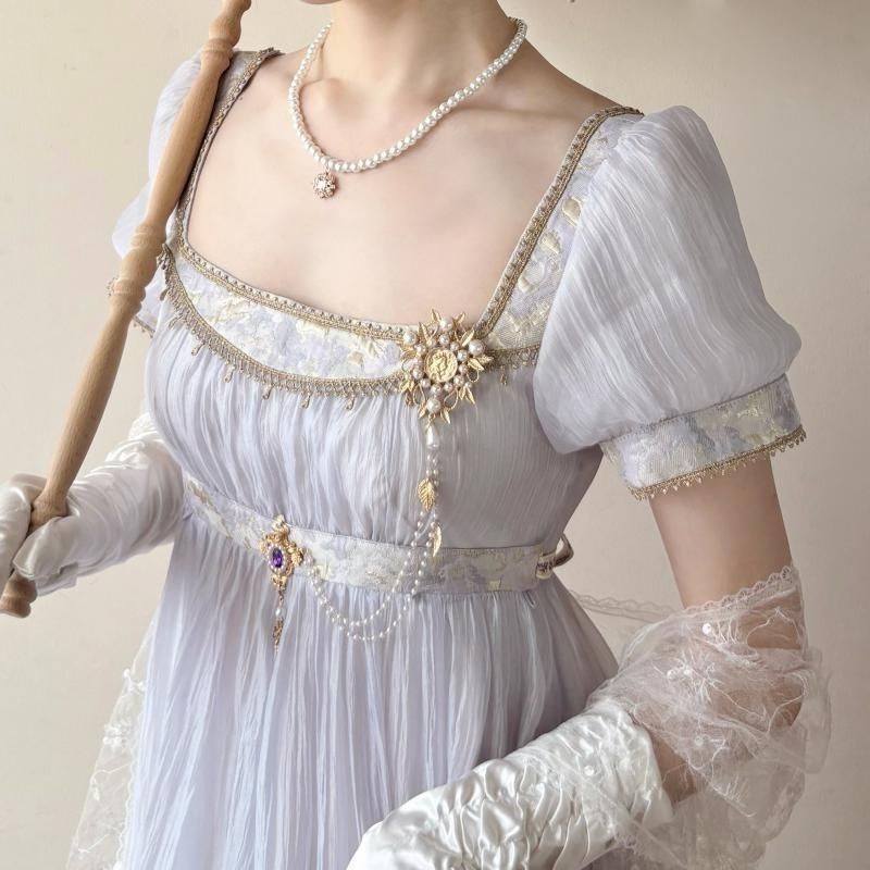 Women'S Green Formal Wear - Handmade Regency Empire Waist Lolita Gown