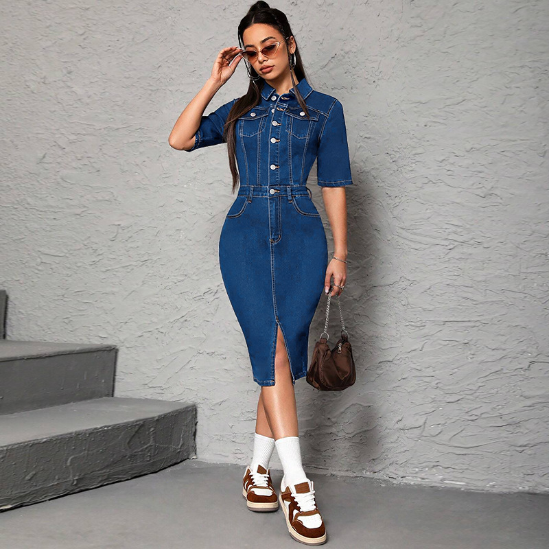 Women Long Dress Turn Down Col - огляд і ціна Wrap Dress Work