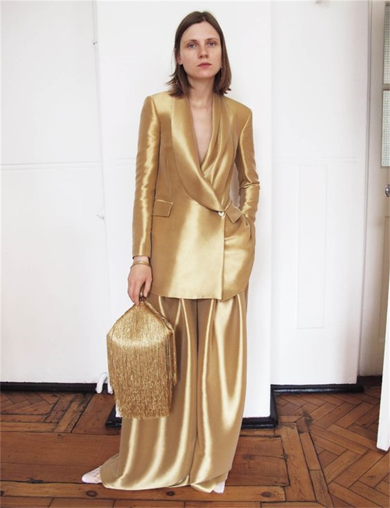 Gold Silk Satin Women Suits Of - огляд і ціна Women'S Formal Wear Tuxedo