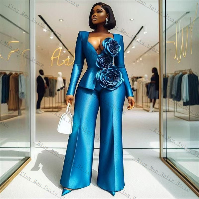 Blue Satin Women Suit Set 2 Pc - огляд і ціна Women'S Formal Wear Tuxedo