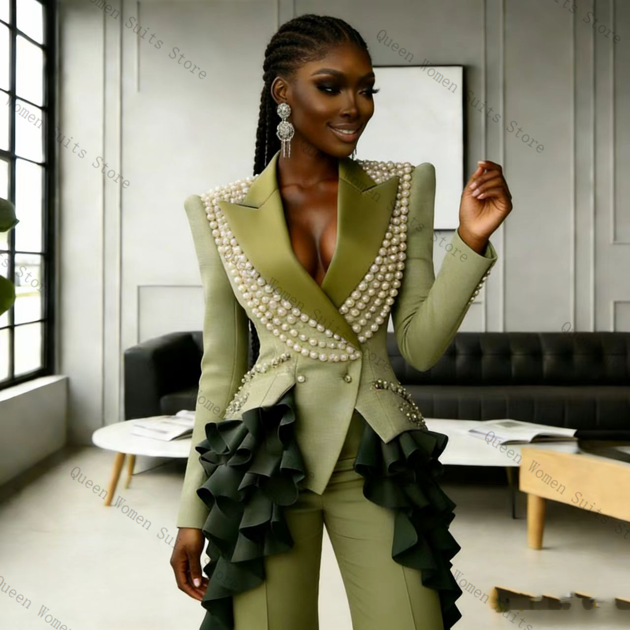 Luxury Pearls Women Suit Pants - огляд і ціна Women'S Green Formal Wear